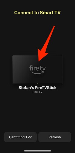 Select your Firestick in DoCast