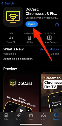 Download and open the DoCast app on your iPhone